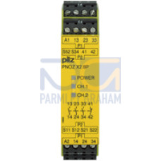 Safety relay (standalone), inputs: 1/2-channel wiringwith/without detection of shorts across contacts, outputs: 3 N/O, 1 N/C,automatic/manual start, UB 24 V AC/DC, width: 22.5 mm, plug-inscrew termina