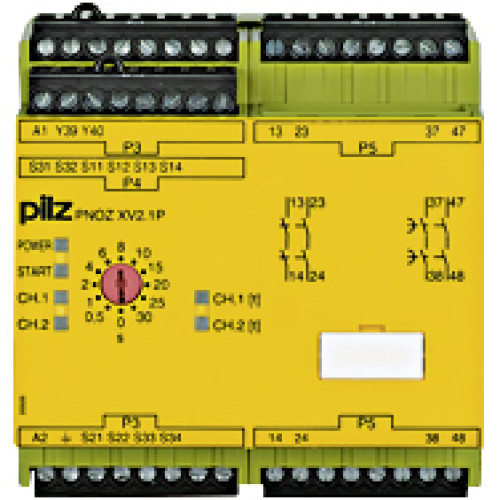 Safety relay (standalone) inputs: 1/2-channel wiring with/without detection of shorts across contacts