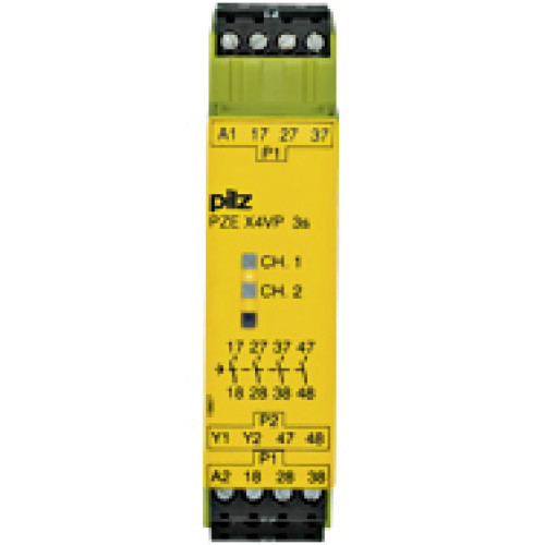 Contact expansion, inputs: 1-channel wiring, outputs: 4 N/O t-d (t= 3 s fixed), UB = 24 V DC, width: 22.5 mm plug-in terminalsof screw type, contact block for contact expansion in connection withsafet