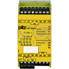 Contact expansion, inputs: 1-channel wiring, outputs: 4 N/O t-d (t= 4 s fixed), UB = 24 V DC, width: 45 mm plug-in terminalsof screw type, contact block for contact expansion in connection withsafety-