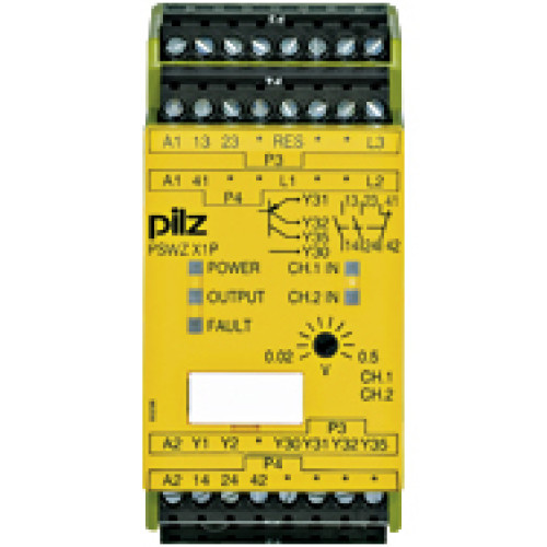 Safety relay (standalone), inputs: 1/2-channel wiring,outputs: 2 N/O, 1 N/C, 2 SC, UB 24 - 240 V AC/DC, UM = 0.02 - 0.5 VAC/DC,UMmax = 690 V, width: 45 mm, standstill monitor. The device monitorsthe E