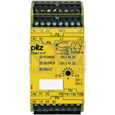 Safety relay (standalone), inputs: 1/2-channel wiring,outputs: 2 N/O, 1 N/C, 2 SC, UB 24 - 240 V AC/DC, UM = 0.12 - 3 V AC/DC,UMmax = 690 V, width: 45 mm, standstill monitor. The device monitorsthe EM