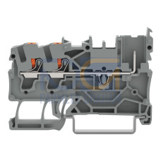 2-conductor/1-pin carrier terminal block, with push-button, 2.5 mm&sup2;, gray