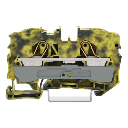 2-conductor through terminal block, 10 mm&sup2;, suitable for Ex e II applications, dark gray/yellow