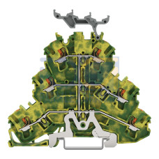 Triple-deck terminal block, 6-conductor ground terminal block, 2.5 mm&sup2;, green-yellow