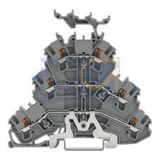 Triple-deck terminal block, Shield/through/through terminal block, 2.5 mm&sup2;, gray