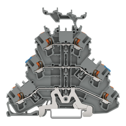 Triple-deck terminal block, Shield/through/through terminal block, 2.5 mm&sup2;, gray