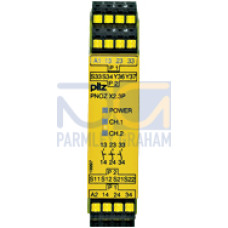 Safety relay (standalone), inputs: 1/2-channel wiringwith detection of shorts across contacts, outputs: 3 N/O,automatic/monitoredstart, UB = 24 V AC/DC, width: 22.5 mm, plug-in spring-loaded terminals