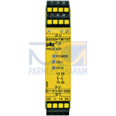Safety relay (standalone), inputs: 1/2-channel wiringwith detection of shorts across contacts, outputs: 2 N/O,automatic/manualstart, UB = 48 - 240 V AC/DC, width 22.5 mm, plug-inspring-loaded terminal