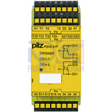 Safety relay (standalone), inputs: Per pushbutton 1 N/O, 1 N/C,outputs: 3 N/O, 1 N/C, 2 SC, UB = 24 V DC, width: 45 mm, plug-inspring-loaded terminals, two-hand control relay/monitoring ofsimultaneity