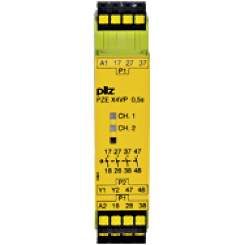 Contact expansion, inputs: 1-channel wiring, outputs: 4 N/O t-d (t= 3 s), UB = 24 V DC, width 22.5 mm, plug-in spring-loaded terminals,contact block for contact expansion in connection withsafety-rela