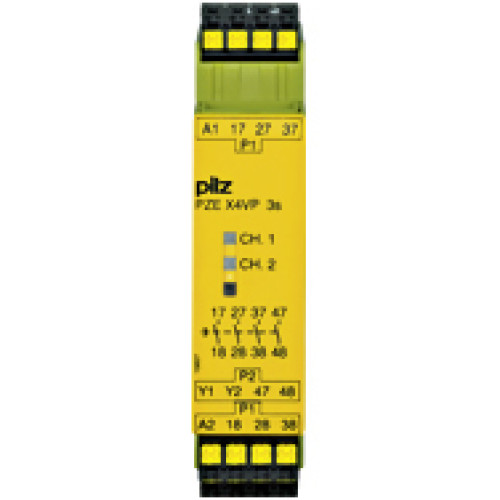 Contact expansion, inputs: 1-channel wiring, outputs: 4 N/O, (t =3 s fixed), UB = 24 V DC, width 22.5 mm, plug-in spring-loadedterminals,contact block for contact expansion in connection withsafety-re