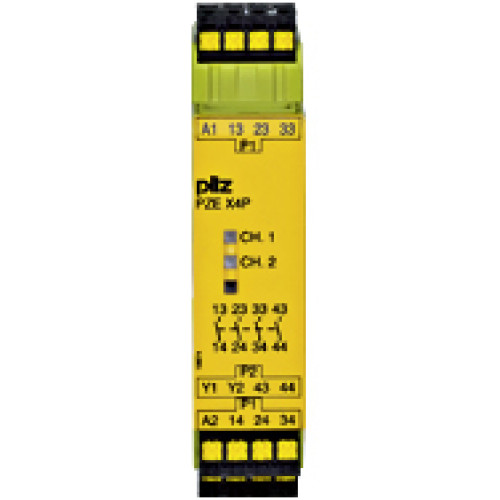 Contact expansion, inputs: 1-channel wiring, outputs: 4 N/O, UB24 V DC, width 22.5 mm, plug-in spring-loaded terminals, contact blockfor contact expansion in connection with safety-relatedcontrol comp