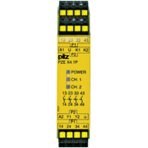 Contact expansion, inputs: 2-channel wiring, outputs: 4 N/O, UB= 24 - 240 V AC/DC, width: 22.5 mm, plug-in spring-loaded terminals,contact block for contact expansion in connection withsafety-related 