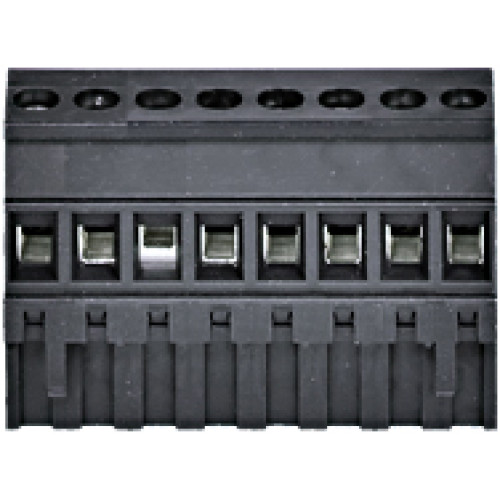 1 set of connection terminals of screw type, connector rotated by 180&deg;.