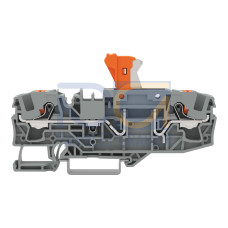 2-conductor disconnect terminal block, with pivoting knife disconnect, with test option, red