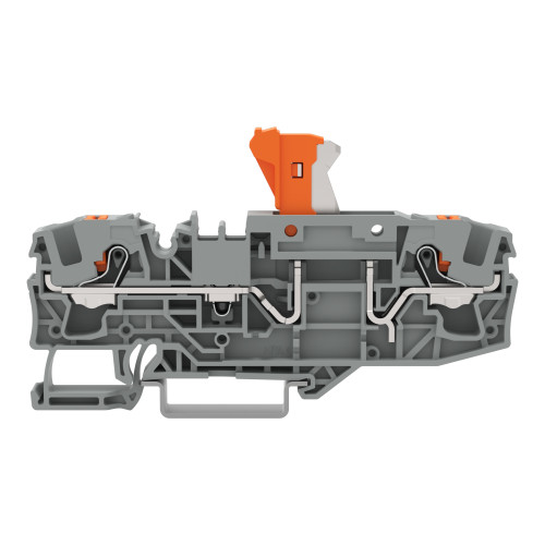 2-conductor disconnect terminal block, with pivoting knife disconnect, with test option, red