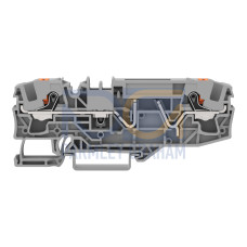 2-conductor fuse terminal block, for automotive blade-style fuses, with test option, gray