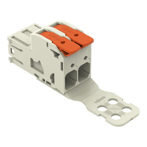 1-conductor male connector, lever, Push-in CAGE CLAMP&reg;, light gray