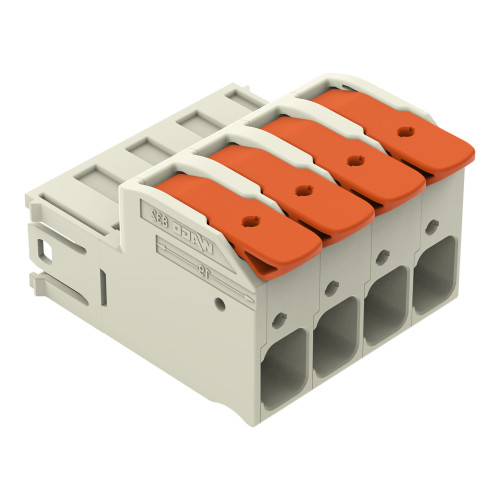 1-conductor male connector, lever, Push-in CAGE CLAMP&reg;, light gray