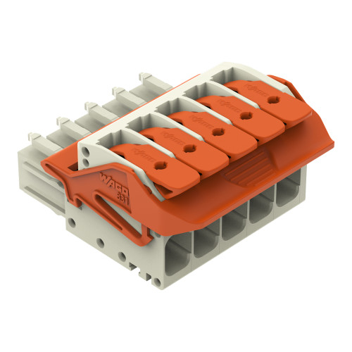 1-conductor female connector, lever, Push-in CAGE CLAMP&reg;, light gray