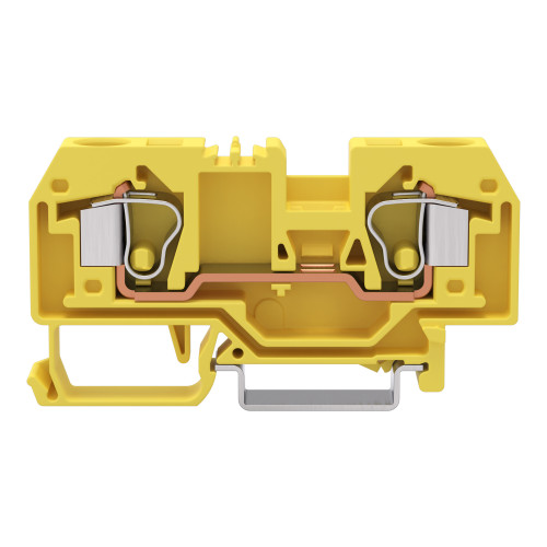 2-conductor through terminal block, 10 mm&sup2;, center marking, yellow