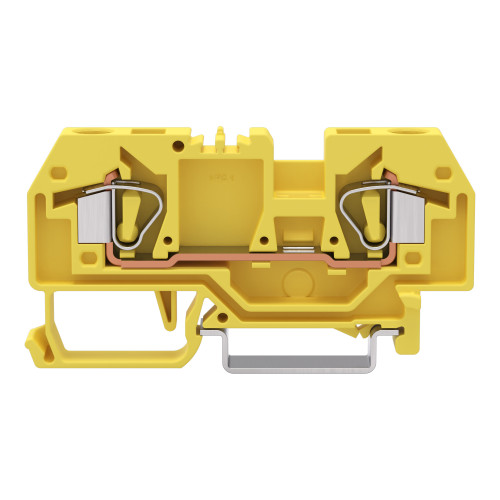 2-conductor through terminal block, 6 mm&sup2;, center marking, yellow