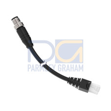 Cordset: Double Ended M12 to RJ45, 8-pin Straight Male, 8-pin Straight Male, 9.14 m 8x24 Shielded Black PVC Jacket, Nickel-Plated Brass Coupling Nuts