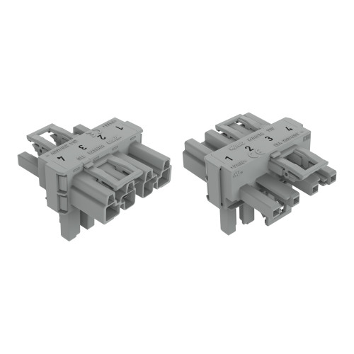 T-distribution connector, 4-pole, Cod. B, gray