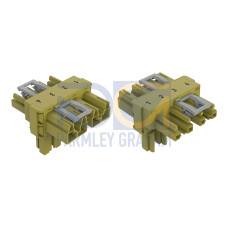 T-distribution connector, 4-pole, Cod. B, light green