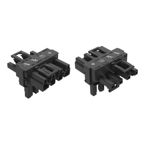 T-distribution connector, 4-pole, Cod. A, black