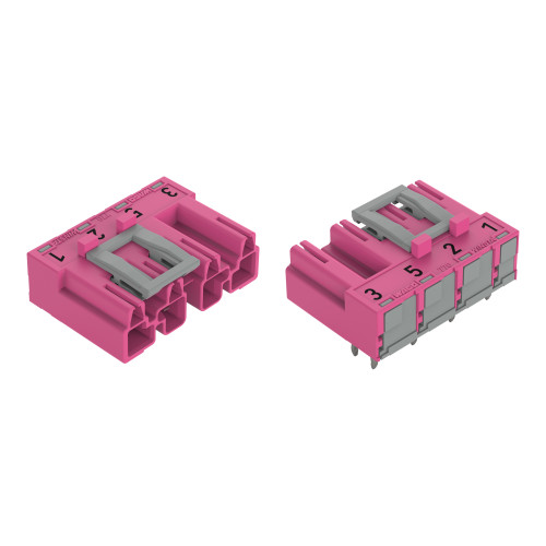 Plug for PCBs, angled, 4-pole, pink
