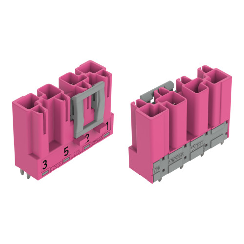 Plug for PCBs, straight, 4-pole, pink