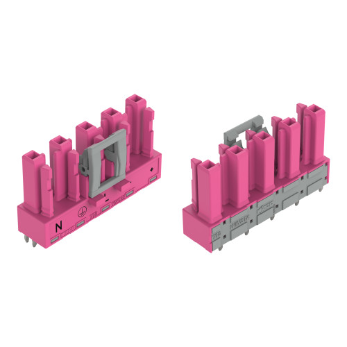 Socket for PCBs, straight, 5-pole, pink