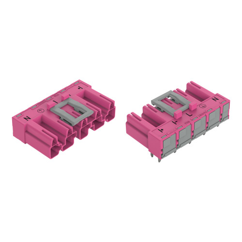 Plug for PCBs, angled, 5-pole, pink
