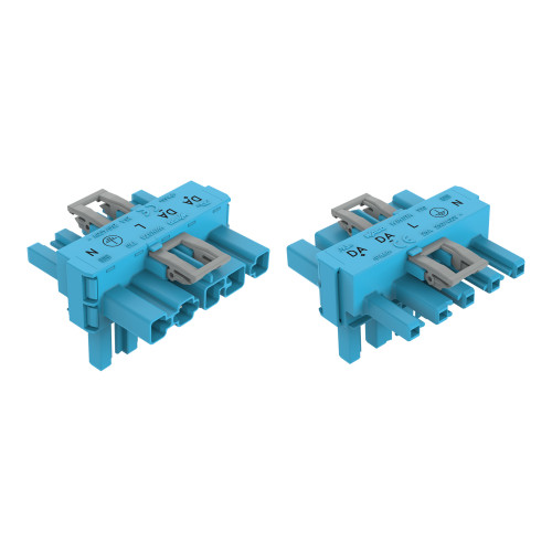 T-distribution connector, 5-pole, Cod. I, blue