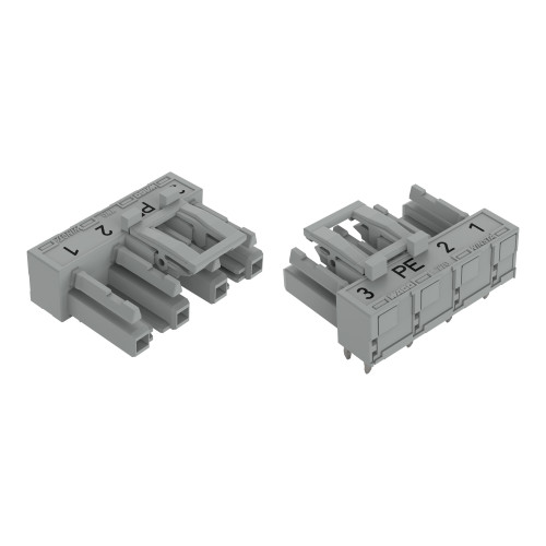 Socket for PCBs, angled, 4-pole, gray