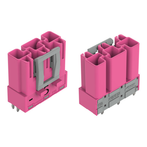 Plug for PCBs, straight, 3-pole, pink