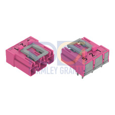 Plug for PCBs, angled, 3-pole, pink
