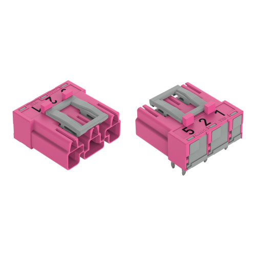 Plug for PCBs, angled, 3-pole, pink