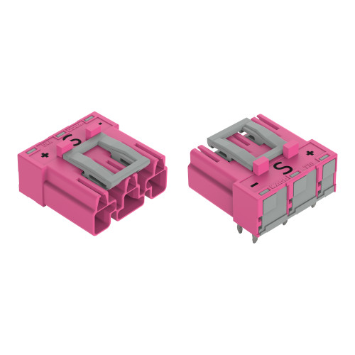 Plug for PCBs, angled, 3-pole, pink