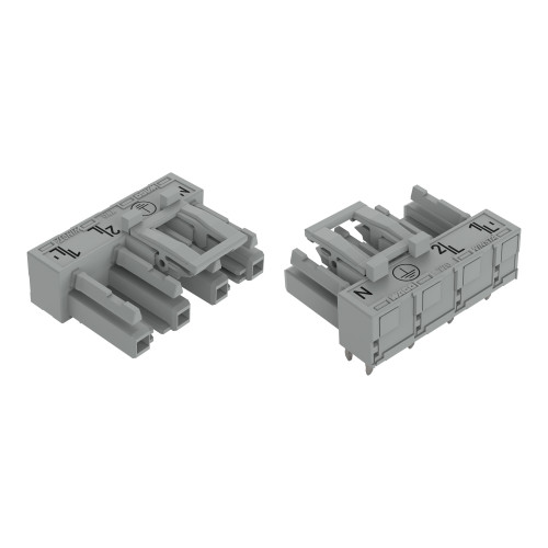 Socket for PCBs, angled, 4-pole, gray
