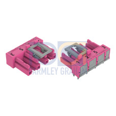 Socket for PCBs, angled, 4-pole, pink