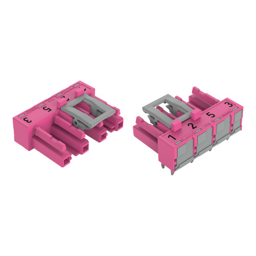 Socket for PCBs, angled, 4-pole, pink