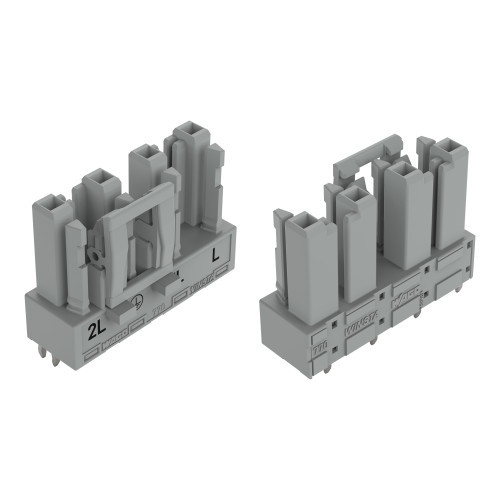 Socket for PCBs, straight, 4-pole, gray
