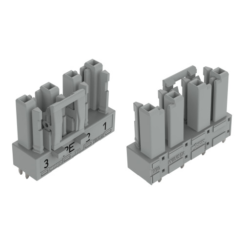 Socket for PCBs, straight, 4-pole, gray