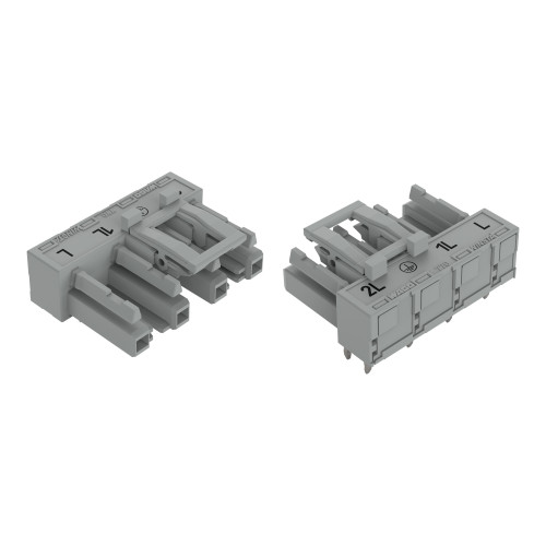 Socket for PCBs, angled, 4-pole, gray