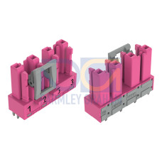 Socket for PCBs, straight, 4-pole, pink
