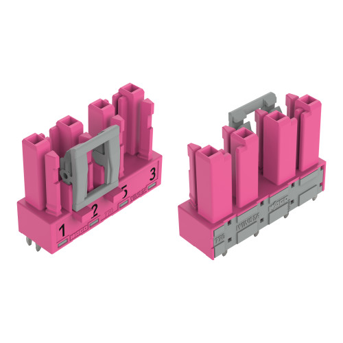 Socket for PCBs, straight, 4-pole, pink