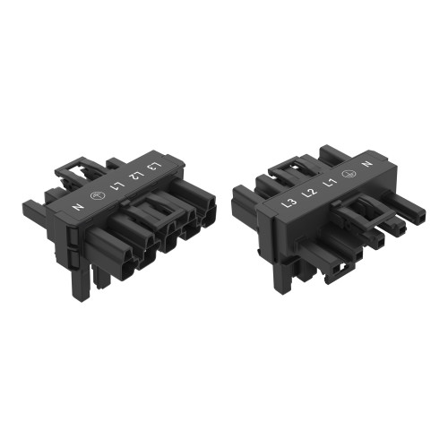 T-distribution connector, 5-pole, Cod. A, black